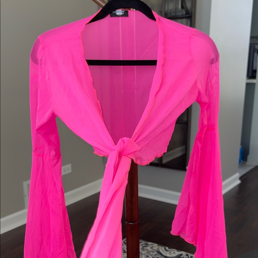 Vibrant Pink Tie-Front Top